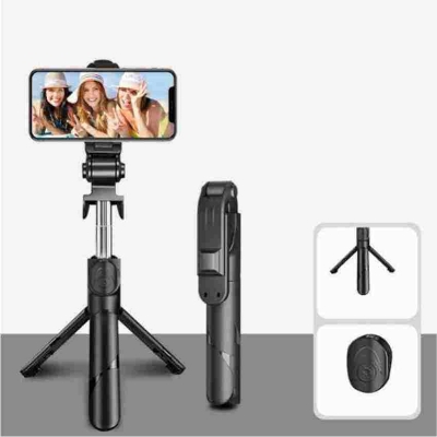 Picture of Xt 02 Selfie Stick Bluetooth Selfie Stick Tripod For Phone 3 In 1 Wireless Monopod For Smartphone Mobile Foldable Handheld - Selfie Stick-Black