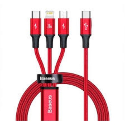 Picture of USB Charger Cable 3 In 1 Fast Charging USB Charger Cable / Fast Charging Data Transfer/Compatible with Micro USB, USB-C/Type-C Devices-Multicolor