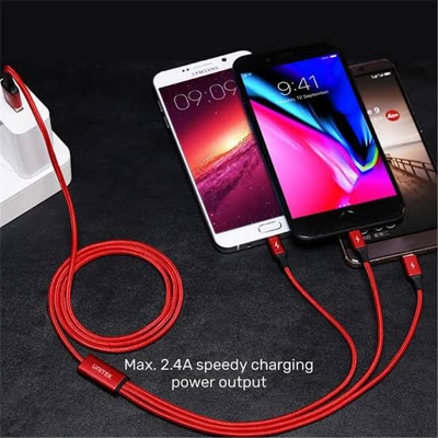 Picture of USB Charger Cable 3 In 1 Fast Charging USB Charger Cable / Fast Charging Data Transfer/Compatible with Micro USB, USB-C/Type-C Devices-Multicolor