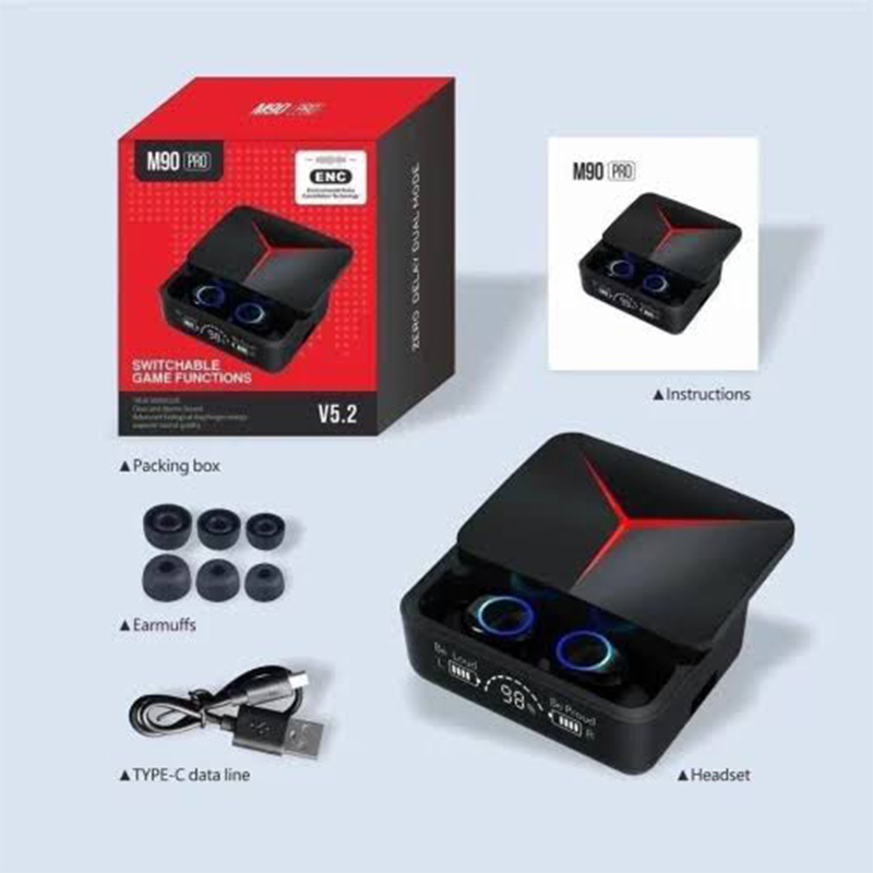 Picture of M90 Pro TWS Earphones HD Voice, Noise Cancelling, Bluetooth Earbuds - Elevate Your Audio with Unparalleled Sound Experience-Black