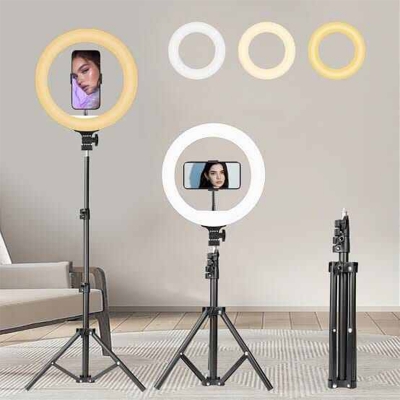 Picture of Ring 10 inchi Light Photo Studio Camera, Video lamp with Tripod for Smartphone-Black