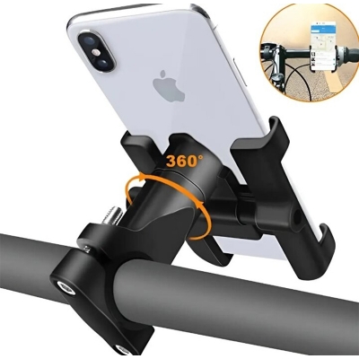 Picture of Metal Bike Mobile Holder For mobile phone bracket motorcycle bicycle takeaway rider -Black Easy to Use and Maintain C1-Black