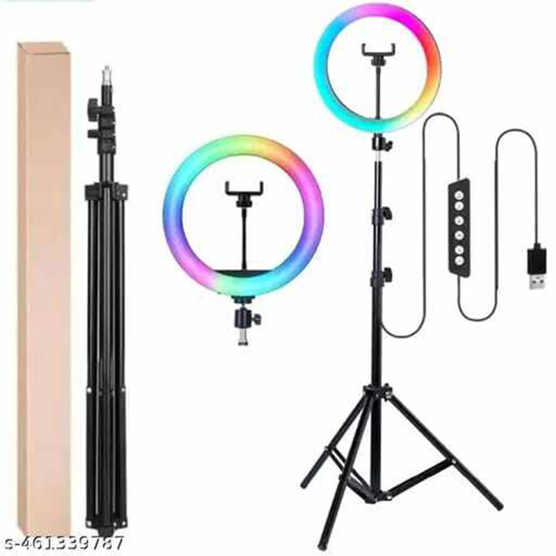 Picture of 12" RGB LED Soft Ring Light with 7Fit Stand With Universal USB Plug Interface for Photography Makeup YouTube Video Shooting-Multicolor