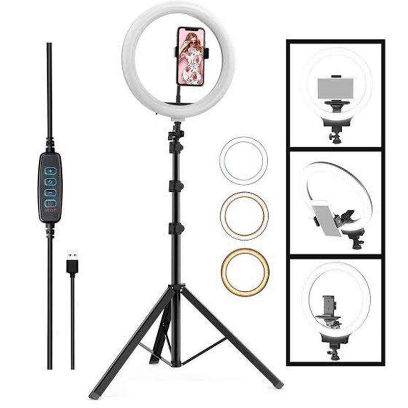 Picture of 10 -inch LED Ring Phil Dimmable Ring light With 7 Feet Stand and Featuring Powerful LED Technology for Stunning Lighting Effects-Multicolor