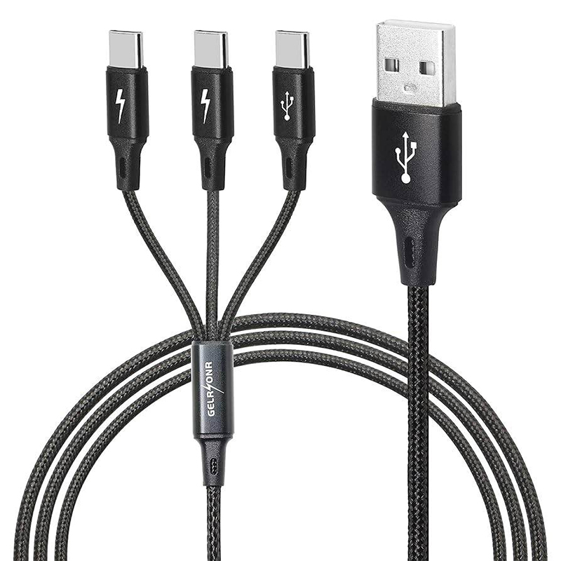 Picture of in 1 USB Charging Cable Fast Charger Cord Type C Micro USB iPhone High-Speed Data Transfer-Black