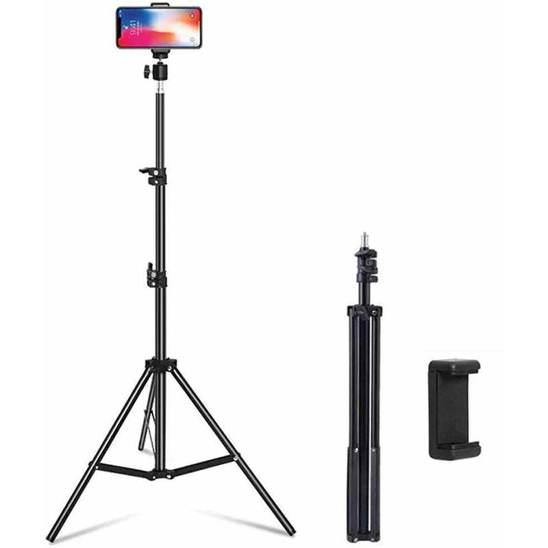 Picture of 7-Foot Tripod Stand with Free Mobile Holder Included - Ideal for Mobile Devices and Content Creation-Black