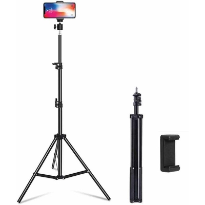 Picture of 7-Foot Tripod Stand with Free Mobile Holder Included - Ideal for Mobile Devices and Content Creation-Black