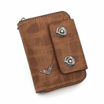 Picture of Men's Short Wallet Double Buckle Zipper Card Holder PU Leather Large Capacity Coin Purse Fashion Business Money Bags Clutch-Gold