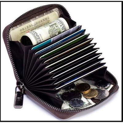 Picture of Men's Short Wallet Double Buckle Zipper Card Holder PU Leather Large Capacity Coin Purse Fashion Business Money Bags Clutch-Gold