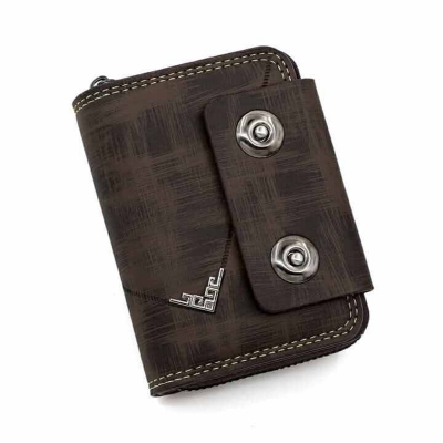 Picture of Men's Short Wallet Double Buckle Zipper Card Holder PU Leather Large Capacity Coin Purse Fashion Business Money Bags Clutch-Gold