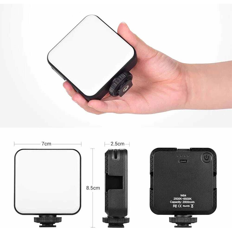 Picture of KRLZ LED Video Light on Camera,Mini Rechargeable 2000mAh LED Camera Lights,Dimmable 2500-6500K Ultra Bright Photo and Video Lighting,LED Fill Lamp-Black