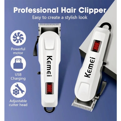 Picture of Kemei KM-809A Digital Electric Trimmer – Professional, Rechargeable-White