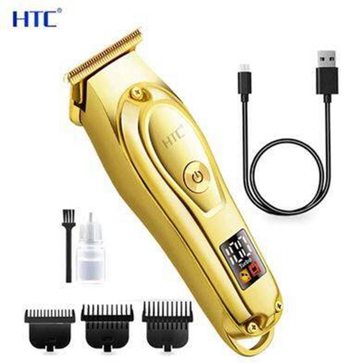 Picture of HTC AT-176 Golden Color Blade New Patent Design Total Metal Cover With LED Display Lithium Battery T-Blade Hain Clipper-Gold
