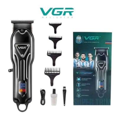 Picture of VGR V-051 Professional Hair Clipper, Salon Trimmer for men, Digital Display, Ceramic & Powder Metallurgic Blades, 2500mAh Lithium Battery, 300 minutes Runtime, 4 Guide Combs -Black
