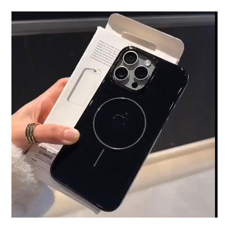 Picture of For Iphone 11,12,13,14,15 16 Pro & Pro Max Series Jet Black Tpu Soft Slim Magsafe Black Glossy Cases - Black