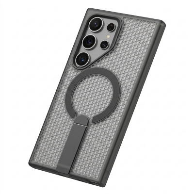 Picture of Magnetic Holder Stand Breathable Mesh Phone Case Magsafe Shockproof Cover Bumper For Samsung Galaxy S22 Ultra, S23 Ultra, S24 Ultra, S25 Ultra