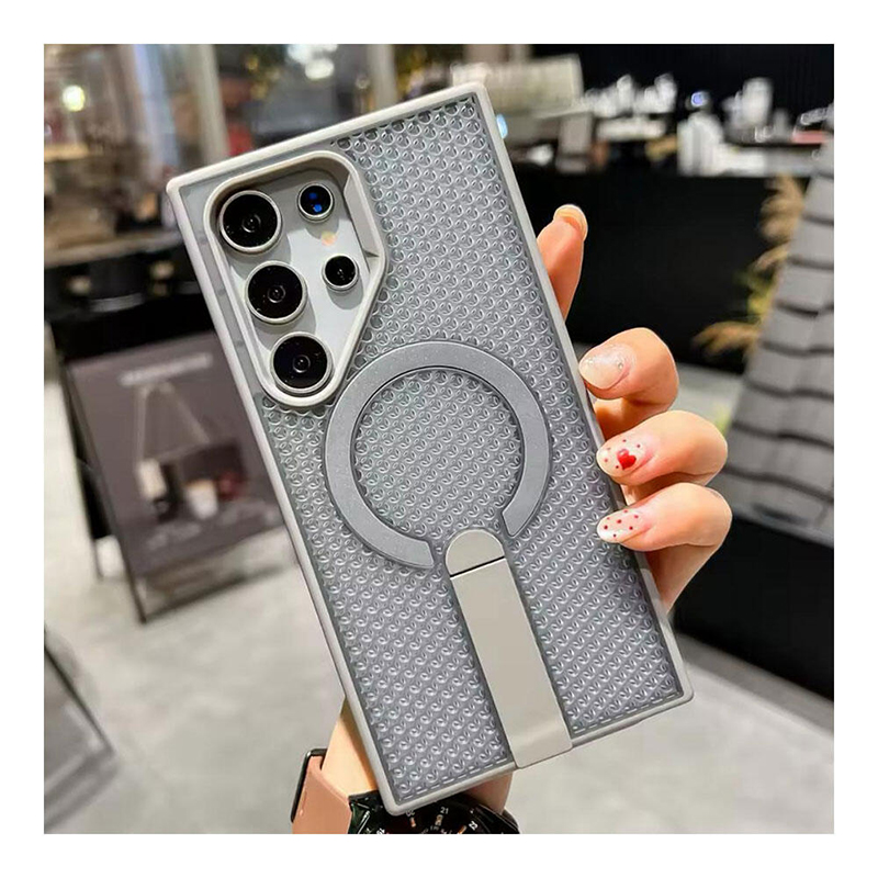 Picture of Magnetic Holder Stand Breathable Mesh Phone Case Magsafe Shockproof Cover Bumper For Samsung Galaxy S22 Ultra, S23 Ultra, S24 Ultra, S25 Ultra
