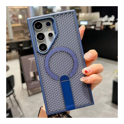 Picture of Magnetic Holder Stand Breathable Mesh Phone Case Magsafe Shockproof Cover Bumper For Samsung Galaxy S22 Ultra, S23 Ultra, S24 Ultra, S25 Ultra