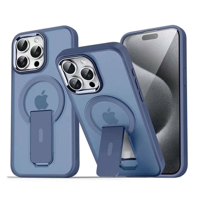 Picture of Bumper and MagSafe With Stand Iphone Case Cover For Iphone 11,12,13,14,15 Pro & Pro Max Series - Blue
