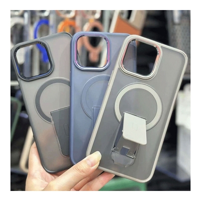 Picture of Bumper and MagSafe With Stand Iphone Case Cover For Iphone 11,12,13,14,15 Pro & Pro Max Series - Blue