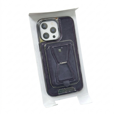 Picture of MBMAX Premium Pu Leather Magsafe Hard Case with Magnetic Card Holder Cover For Iphone 12,13,14,15 16 Pro & Pro Max Series - Black - Black