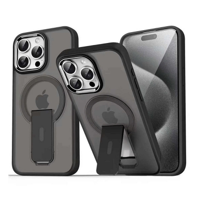 Picture of Bumper and MagSafe With Stand Iphone Case Cover For Iphone 11,12,13,14,15 Pro & Pro Max Series - Black