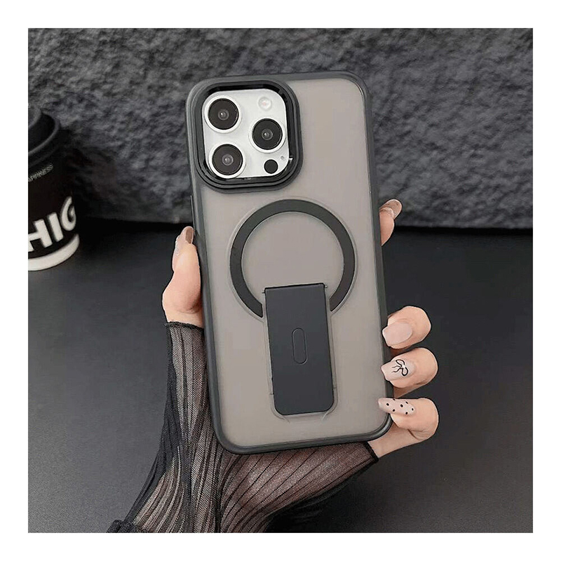 Picture of Bumper and MagSafe With Stand Iphone Case Cover For Iphone 11,12,13,14,15 Pro & Pro Max Series - Black