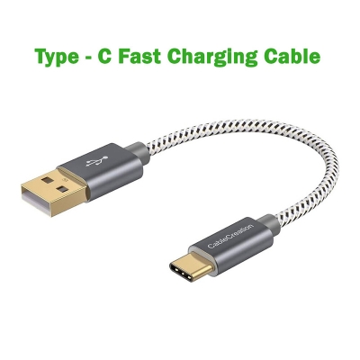 Picture of USB to Type-C Short Fast Charging Cable 25 cm Data Cable - Black Charger - Black
