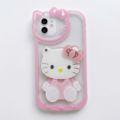 Picture of Mirror with Hello Kitty Iphone Case Cover Mobile Cover For Iphone 11,12,13,14,15 Pro & Pro Max Series