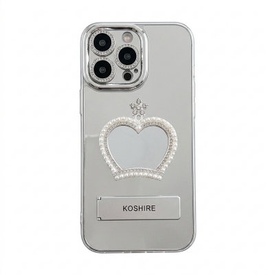 Picture of Diamond Love Shape Mirror with Ring Case Cover Mobile Cover For Iphone 11,12,13,14,15 Pro & Pro Max Series