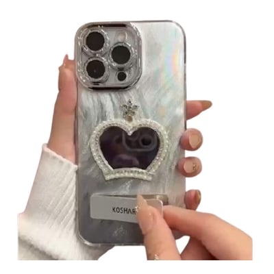Picture of Diamond Love Shape Mirror with Ring Case Cover Mobile Cover For Iphone 11,12,13,14,15 Pro & Pro Max Series