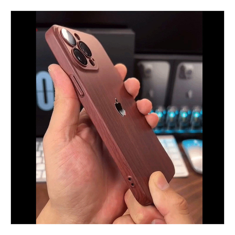 Picture of Wooden Color with Apple Logo Case Cover Mobile Cover For Iphone 12,13,14,15 Pro & Pro Max Series