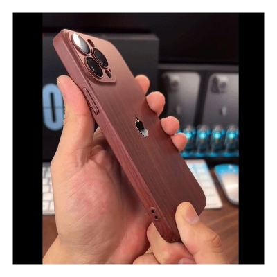 Picture of Wooden Color with Apple Logo Case Cover Mobile Cover For Iphone 12,13,14,15 Pro & Pro Max Series