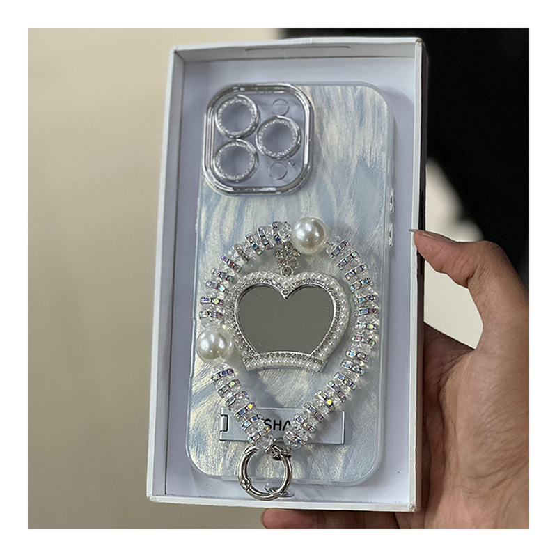 Picture of Diamond Love Shape Mirror with Ring Case Cover Mobile Cover For Iphone 11,12,13,14,15 Pro & Pro Max Series