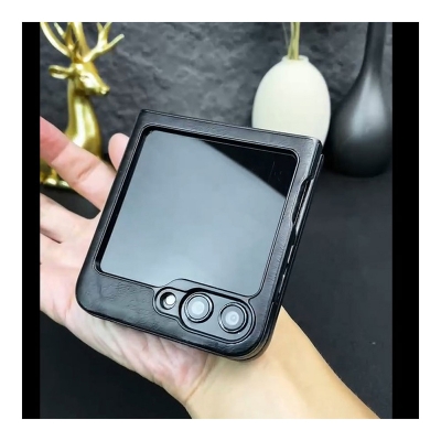 Picture of R,MBMAX Premium Pu Leather Magsafe Hard Case with Magnetic Card Holder For Samsung Z Series Z FLIP 6, Z FLIP 5, Z FLIP 4 - Black