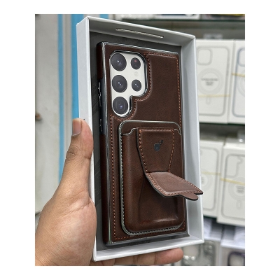 Picture of R,MBMAX Premium Pu Leather Magsafe Hard Case with Magnetic Card Holder For Samsung Galaxy S22 Ultra, S23 Ultra, S24 Ultra, S25 Ultra - Brown - Brown