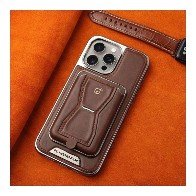 Picture of MBMAX Premium Pu Leather Magsafe Hard Case with Magnetic Card Holder Cover For Iphone 12,13,14,15 16 Pro & Pro Max Series - Chocolate - Chocolate