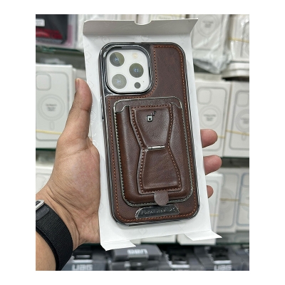 Picture of MBMAX Premium Pu Leather Magsafe Hard Case with Magnetic Card Holder Cover For Iphone 12,13,14,15 16 Pro & Pro Max Series - Chocolate - Chocolate