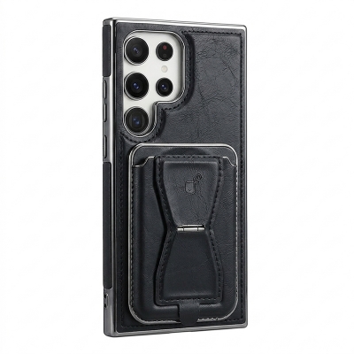 Picture of R,MBMAX Premium Pu Leather Magsafe Hard Case with Magnetic Card Holder For Samsung Galaxy S22 Ultra, S23 Ultra, S24 Ultra, S25 Ultra - Black - Black