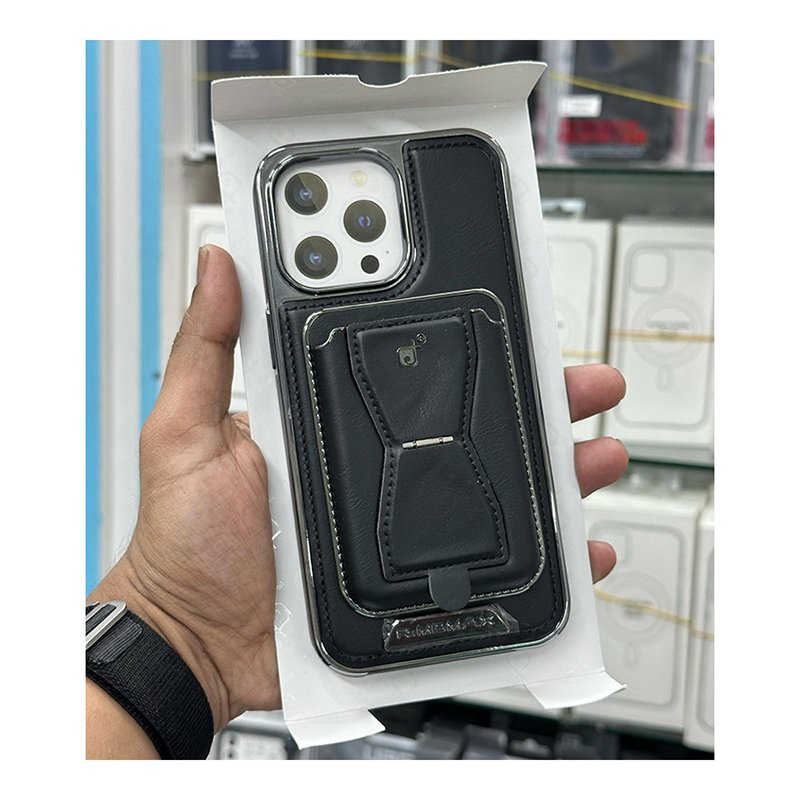 Picture of MBMAX Premium Pu Leather Magsafe Hard Case with Magnetic Card Holder Cover For Iphone 12,13,14,15 16 Pro & Pro Max Series - Black - Black