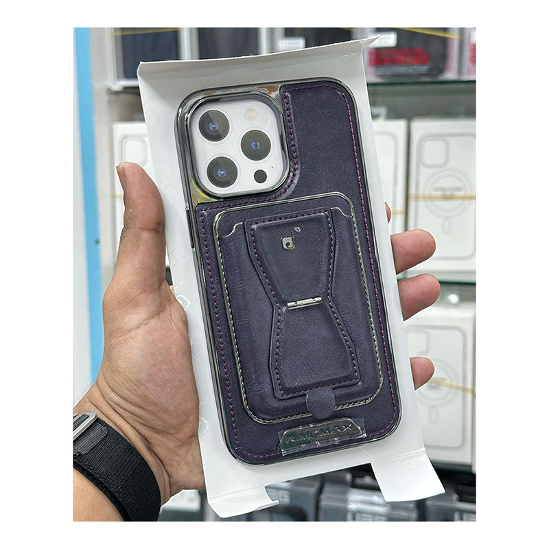 Picture of MBMAX Premium Pu Leather Magsafe Hard Case with Magnetic Card Holder Cover For Iphone 12,13,14,15 16 Pro & Pro Max Series - Black - Black