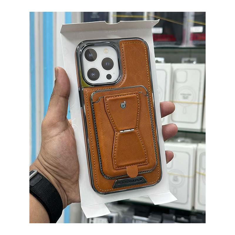 Picture of MBMAX Premium Pu Leather Magsafe Hard Case with Magnetic Card Holder Cover For Iphone 12,13,14,15 16 Pro & Pro Max Series - Brown - Black