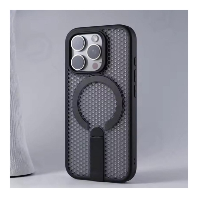 Picture of Magnetic Holder Stand Breathable Mesh Phone Case Magsafe Shockproof Cover Bumper For IPhone 11,12,13,14,15 Pro & Pro Max Series