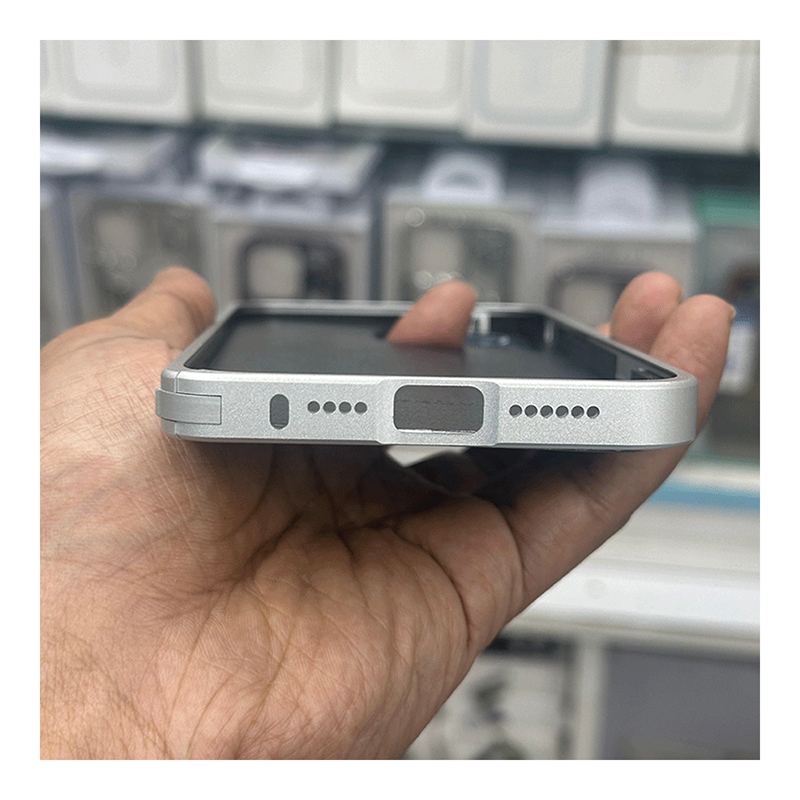 Picture of Aluminium Metal Leather Magsafe Case Cover For Iphone 11,12,13,14,15 Pro & Pro Max Series - Titanium