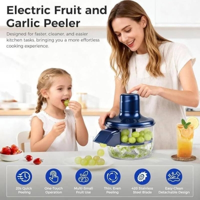 Picture of Electric Automatic Fruit & Vegetable Peeler, Rechargeable Kitchen Peeling Tool for Garlic, Grapes, Cherry Tomatoes & Small Fruits, Easy to Clean