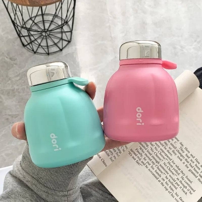 Picture of Dori 250ml Mini Pumpkin Stainless Steel Vacuum Flask with Carry Handle, Cute Thermal Coffee Mug & Pocket Water Bottle
