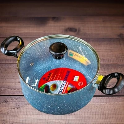 Picture of Qiam Non-Stick Casserole 26cm with Glass Lid, Non-Stick Cooking Pot for Kitchen, Gas Stove & Everyday Cooking