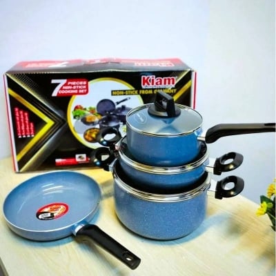Picture of Qiam 7 Pcs Non-Stick Cookware Set for Gas Stove, Complete Kitchen Cooking Set with Non-Stick Pots & Pans for Everyday Cooking