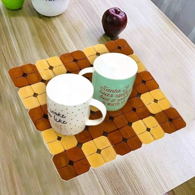Picture of Bamboo Wooden Drain Table Mat, Dining Table Heat Resistant Mat & Heat Insulation Pad for Kitchen, Dining Table & Hot Pots