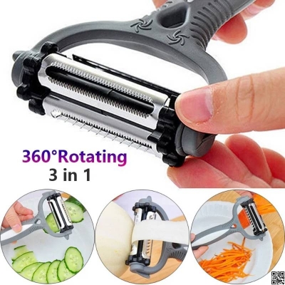 Picture of 3-in-1 Rotary Peeler, Multi-Functional Vegetable & Fruit Peeler for Peeling, Slicing & Cutting Kitchen Food